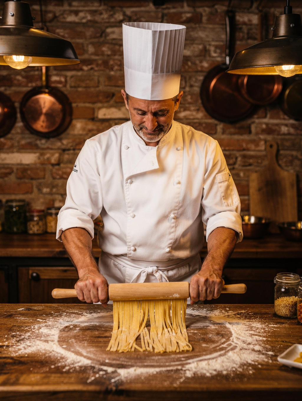 Executive Chef Alessandro Conti preparing fresh pasta in the kitchen